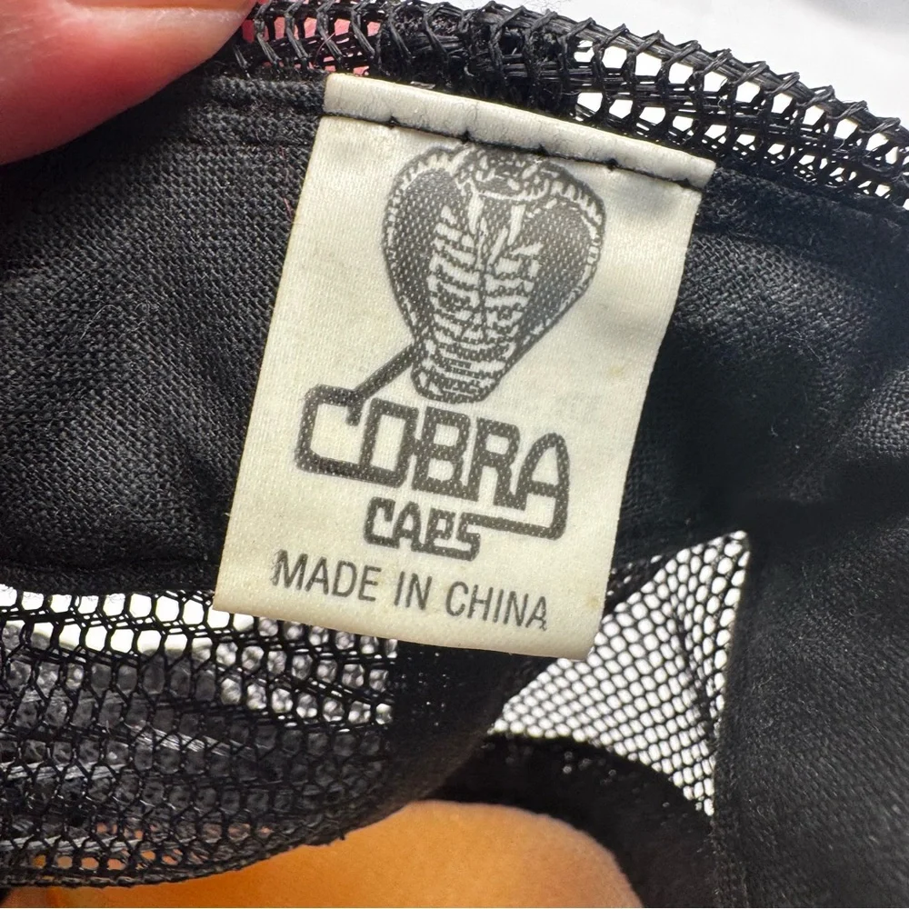 Vintage Cobra Caps Cattlements Brand BBQ Sauce Trucker Hat Yellow Black Snapback